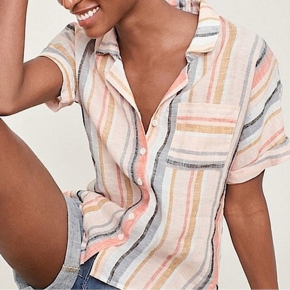 Garnet Hill 100% linen button up shirt - Picture 2 of 8